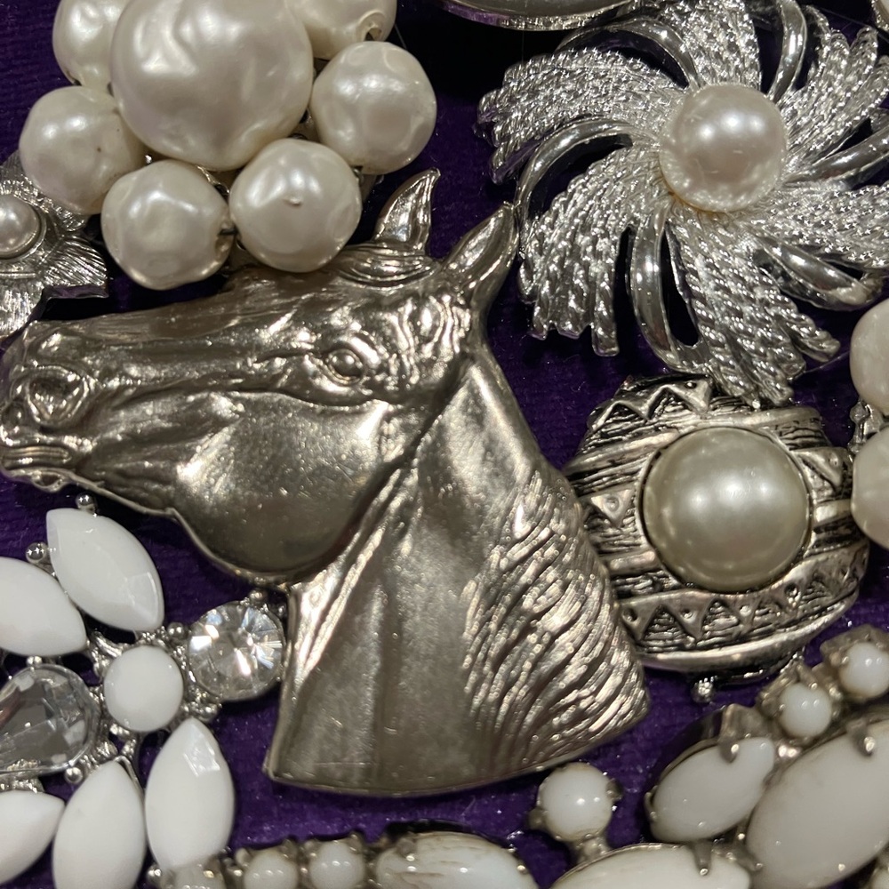 JEWELRY ART COLLAGE LILAC AND WHITE. UNIQUE HANDMADE OOAK GIFT 💝 IDEA - Picture 6 of 13